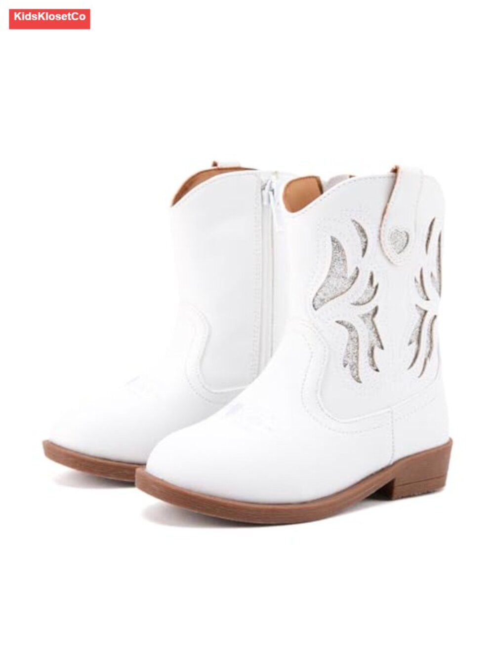 Toddler Girls Cowboy Boots Pointed Toe Western Mid Calf Side Zipper Riding Shoes
